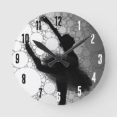 バレエ白黒踊りバレリーナ ラウンド壁時計 (正面)