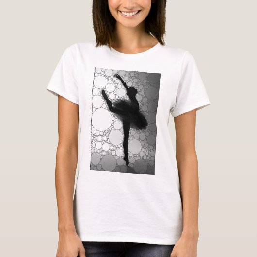 バレエ白黒踊りバレリーナ Tシャツ (正面)