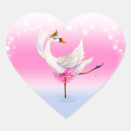 バレエ踊り白鳥の湖の水彩画 ハートシール