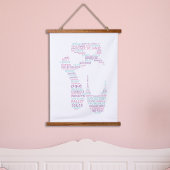 バレエ靴タイポグラフィピンクとアクア 吊り下げ型タペストリー