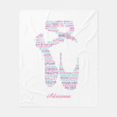 バレエ靴ピンクとアクア フリースブランケット (正面)