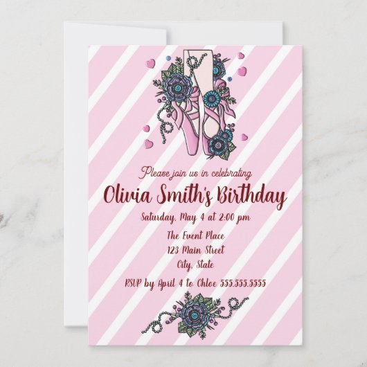 バレエ靴 招待状 (正面)