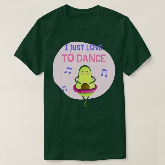 バレエ・アボカドを踊るのが大好き Tシャツ (デザイン正面)