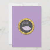 バレエ ティアラ チュチュ パープル グリッター 誕生日 招待状 (裏面)