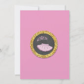 バレエ ティアラ チュチュ ピンク ゴールド グリッター 誕生日パーティー 招待状 (裏面)