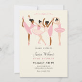 バレエ・バレリーナエレガントミニマルな赤ちゃんシャワー 招待状 (正面)