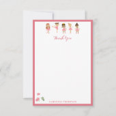 バレエ ピンク バレリーナ ダンス パターン サンキューカード (正面)