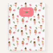 バレエ ピンク バレリーナ ダンス パターン 女の子 ノートブック (正面)
