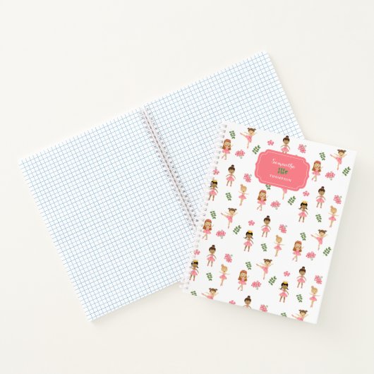 バレエ ピンク バレリーナ ダンス パターン 女の子 ノートブック (内部)