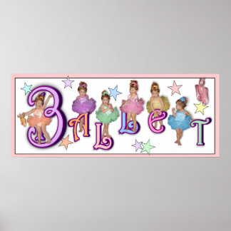 バレエ – プリント（白い背景） ポスター
