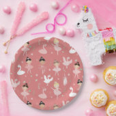 バレエ、女性と女の子、かわいいバレエ白鳥パターン ペーパープレート (パーティー)