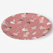 バレエ、女性と女の子、かわいいバレエ白鳥パターン ペーパープレート (アングル)