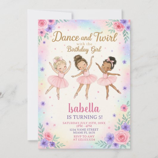 バレカスタムリーナバースデーパーティーへの招待 招待状 (正面)