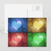 バレカラフルンタインデー素朴ハート ポストカード (正面/裏面)