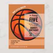 バレクールーバスケットボールバジェット誕生日招待状 (正面)