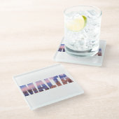 バレタオールドタウンアンドハーバーマルタ文字 ガラスコースター (アングル)