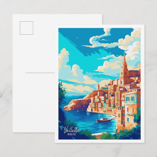 バレタマルタアートヴィンテージトラベルイラストレーション ポストカード (正面/裏面)