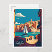 バレタマルタアートヴィンテージ旅行イラストレーション ポストカード (正面/裏面)