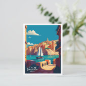 バレタマルタアートヴィンテージ旅行イラストレーション ポストカード (スタンド正面)