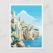 バレタマルタトラベルヴィンテージイラストレーション ポストカード (正面)