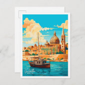 バレタマルタトラベルヴィンテージイラストレーション ポストカード (正面/裏面)