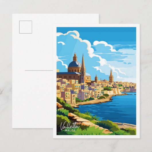 バレタマルタトラベルヴィンテージイラストレーション ポストカード (正面/裏面)