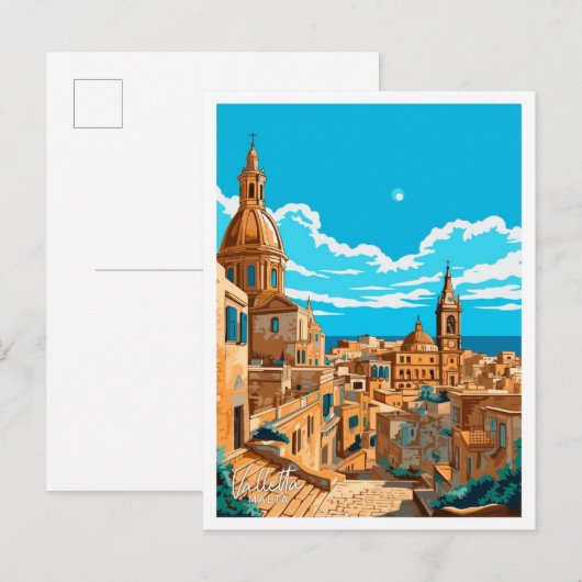 バレタマルタトラベルヴィンテージイラストレーション ポストカード (正面/裏面)