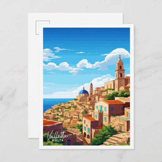 バレタマルタトラベルヴィンテージイラストレーション ポストカード (正面/裏面)