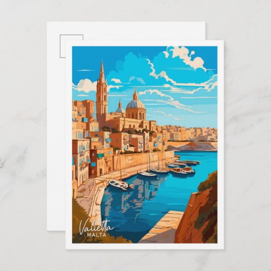 バレタマルタトラベルヴィンテージイラストレーション ポストカード (正面/裏面)