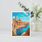 バレタマルタトラベルヴィンテージイラストレーション ポストカード (スタンド正面)