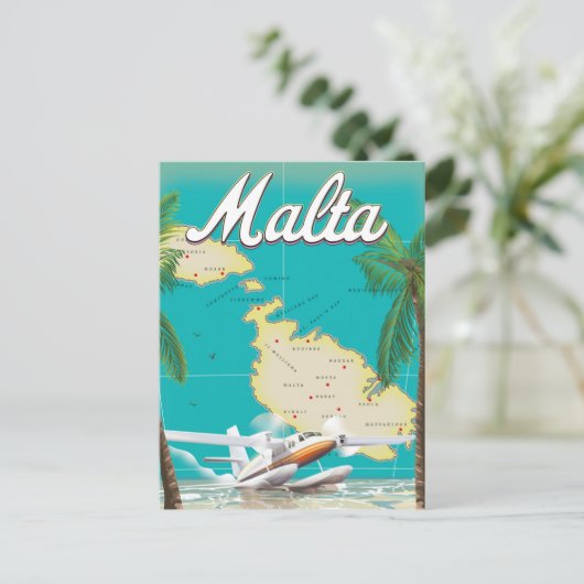 バレタマルタトラベルヴィンテージ地中海の島 ポストカード (スタンド正面)