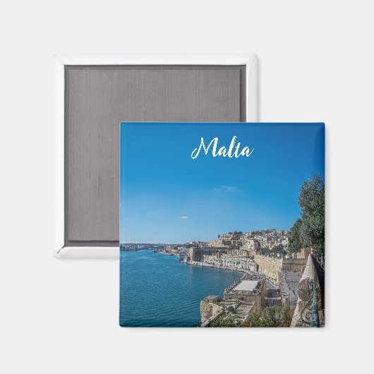 バレッタの街の壁と港のパノラマの景色 マグネット (正面/裏面)