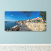バレッタの街の壁と港のビュー キャンバスプリント (インサイチュ (ウッドフロア))