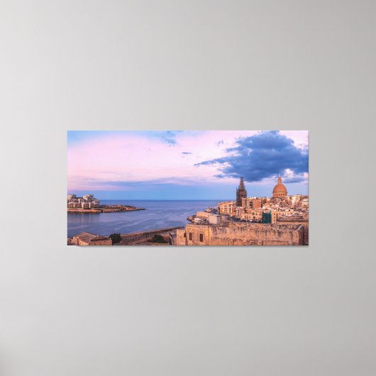 バレッタ上空の夕日のパノラマの景色 キャンバスプリント (正面)