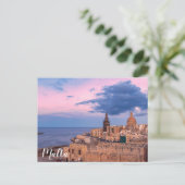 バレッタ上空の夕日のパノラマの景色 シーズンポストカード (スタンド正面)