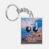 バレッタ上空の夕日を望むワイングラス キーホルダー (正面左)