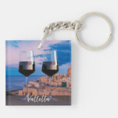 バレッタ上空の夕日を望むワイングラス キーホルダー (裏面)