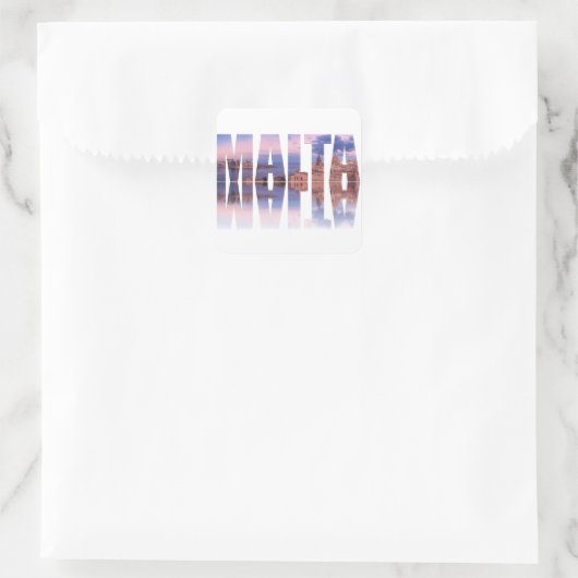 バレッタ旧市街と港マルタ文字反射 スクエアシール (バッグ)