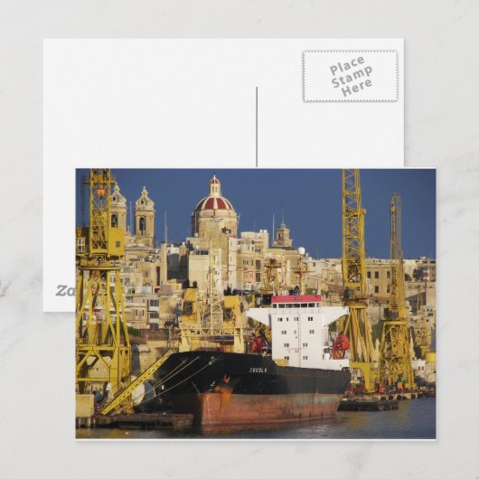 バレッタ港。 ポストカード (正面/裏面)