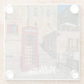 バレッタ・マルタの赤い電話ブース ガラスコースター (裏面)