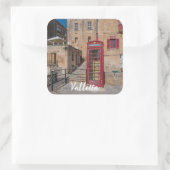 バレッタ・マルタの赤い電話ブース スクエアシール (バッグ)