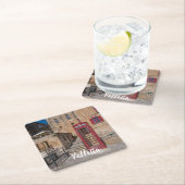 バレッタ・マルタの赤い電話ブース スクエアペーパーコースター (インサイチュ)