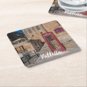 バレッタ・マルタの赤い電話ブース スクエアペーパーコースター (アングル)