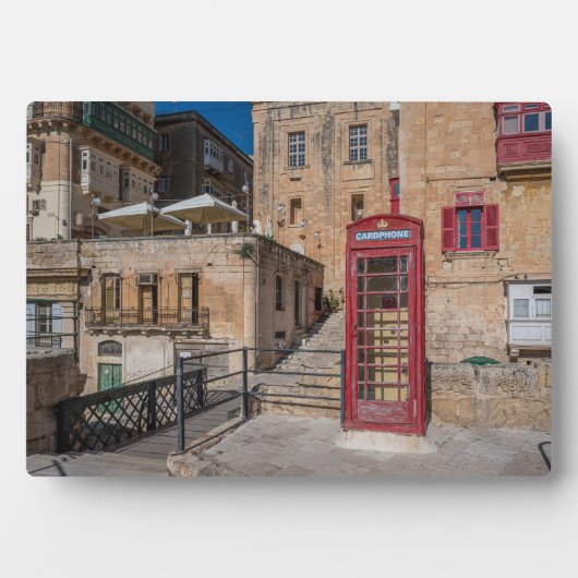 バレッタ・マルタの赤い電話ブース フォトプラーク (正面)