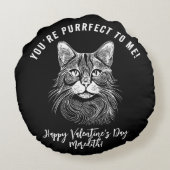 バレパーソナライズされたンティネス黒白の猫 ラウンドクッション (裏面)