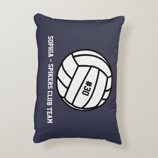 バレパーソナライズされたーボールチーム、選手名とナンバー アクセントクッション (裏面(縦))