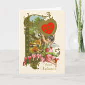 バレビクトリアンンタイン(キューピッド付き、ブリーディングハート+シーン) シーズンカード (正面)