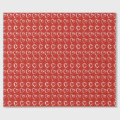 バレモダンンティネス日赤と白ハートパターン ラッピングペーパー (フラット)