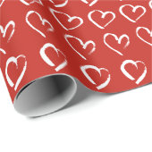 バレモダンンティネス日赤と白ハートパターン ラッピングペーパー (ロールコーナー)