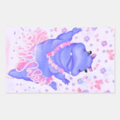 バレリおもしろいナHippoステッカーHappy Ballet Dancer 長方形シール (正面)
